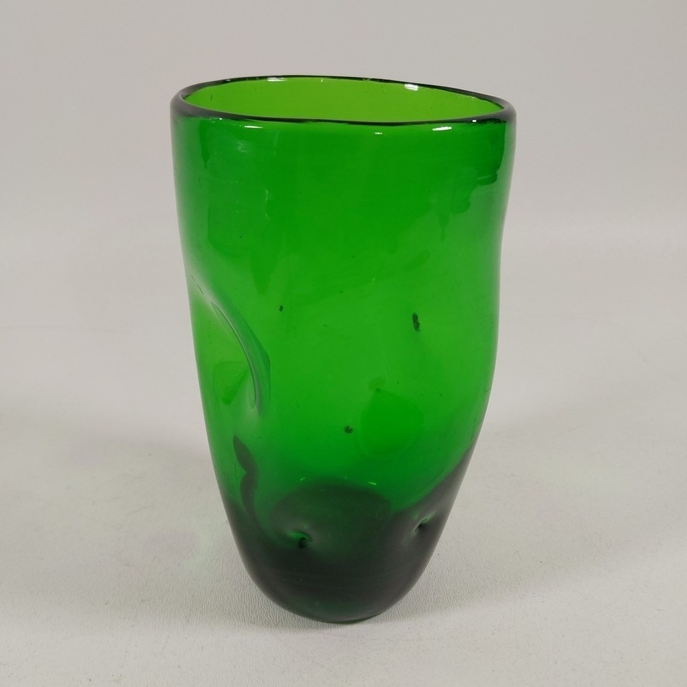 Blenko  Emerald or Malachite Dimple‎ Glass Tumbler 6 inch
